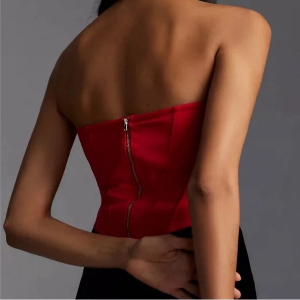 Anthropologie Red Strapless Seamed Top. Size XS - Picture 2 of 7